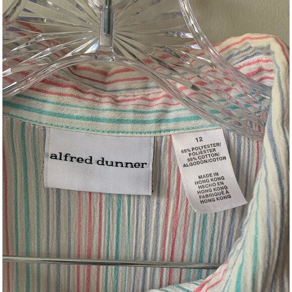 Vintage Striped Button-Down Short-Sleeve Shirt w/ Floral Stitching and Beading - Picture 3 of 5